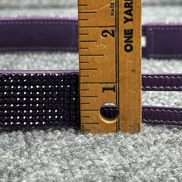 Vintage Swarovski crystal jeweled leather double buckle belt S/M purple bling main image 8